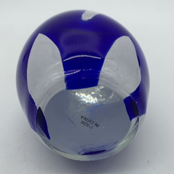 Art Glass Cone Shape Cobalt Blue And White Paper Weight 5” Tall - Picture 3 of 6